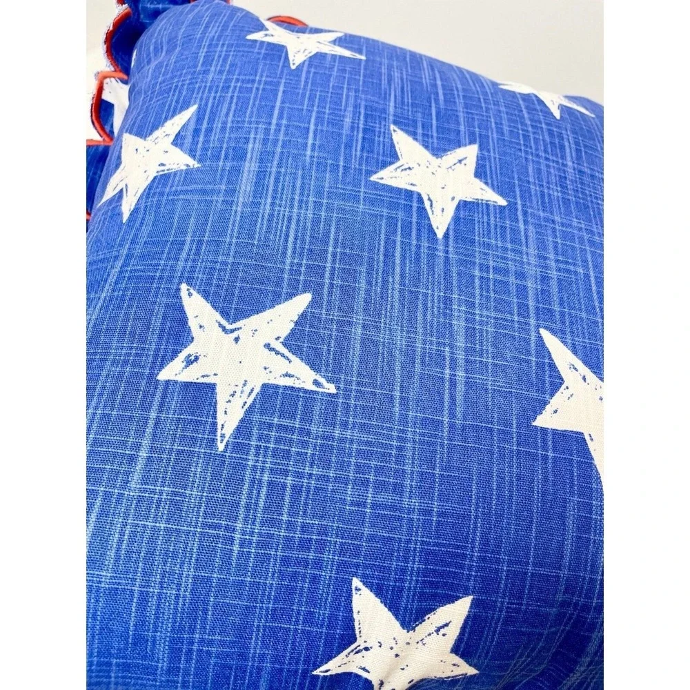 Scalloped Edge Printed Star Square Throw Pillow‎ Blue White - Sun Squad